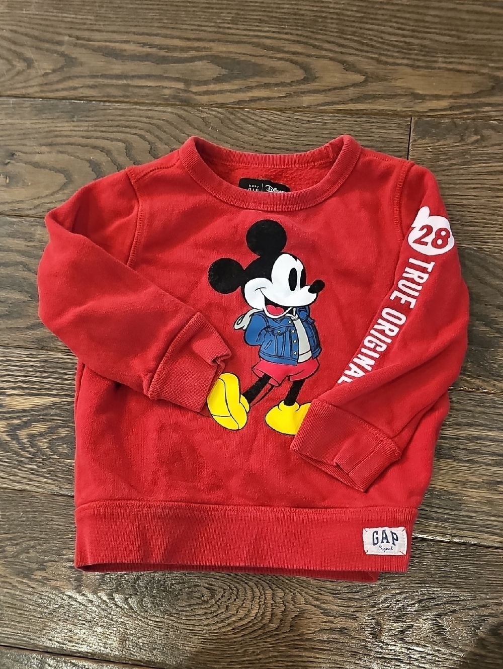 GAP Red Mickey Mouse Crewneck Sweatshirt with Yellow Shoes